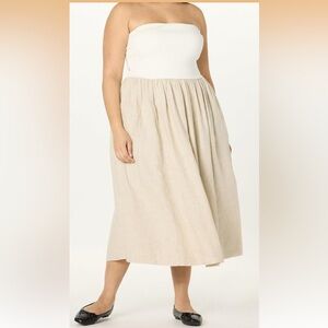Elegant Beige/ Cream strapless maxi dress